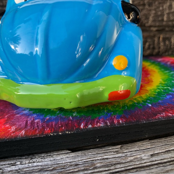 Vintage Beetle Bug VW car Piggy bank Coin Bank Vtg collectible ceramic wooden💚 - Picture 14 of 15